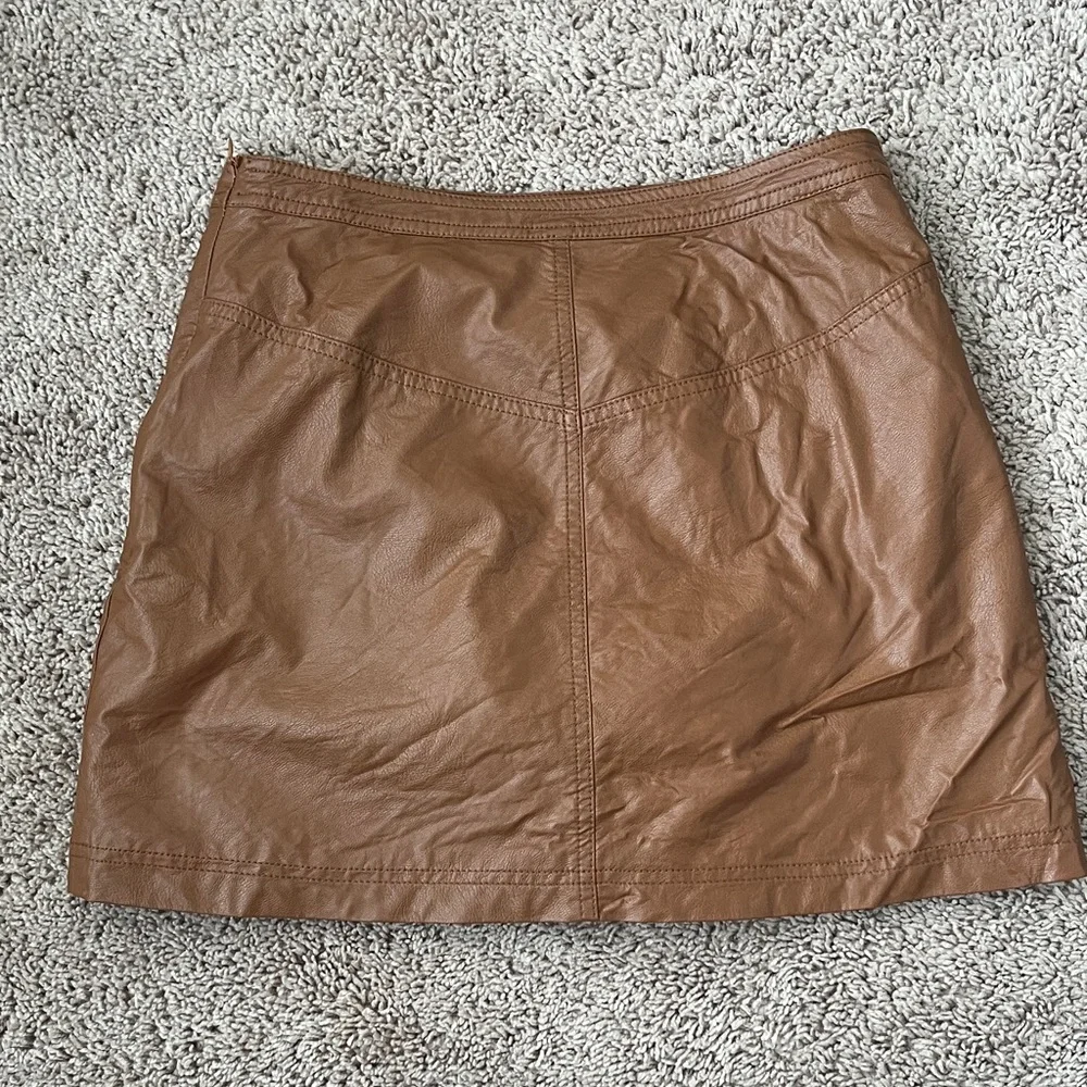Free People Brown Faux Leather Mini Skirt - Picture 8 of 8